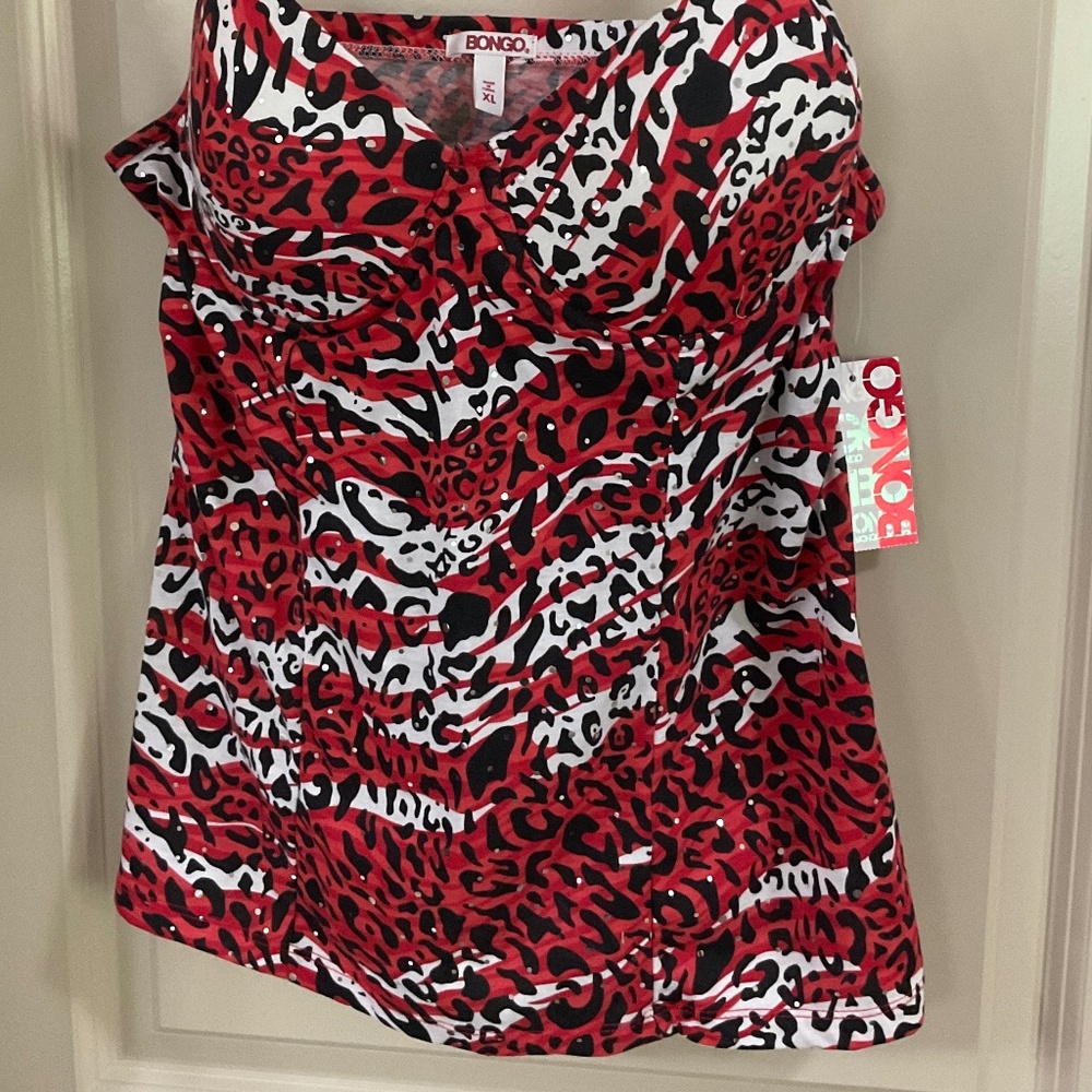 Bongo Ciara Red Corvette Animal Print Juniors Cami Top XL From Sears